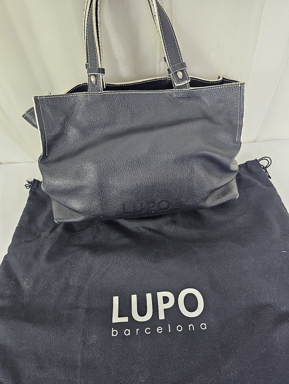 LUPO Barcelona Black Pebbled Leather Slouchy Hobo Tote Vintage